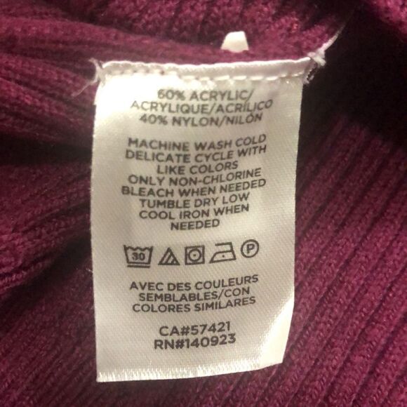 Loft Womens Maroon Ribbed V-Neck Sweatshirt - Picture 5 of 5